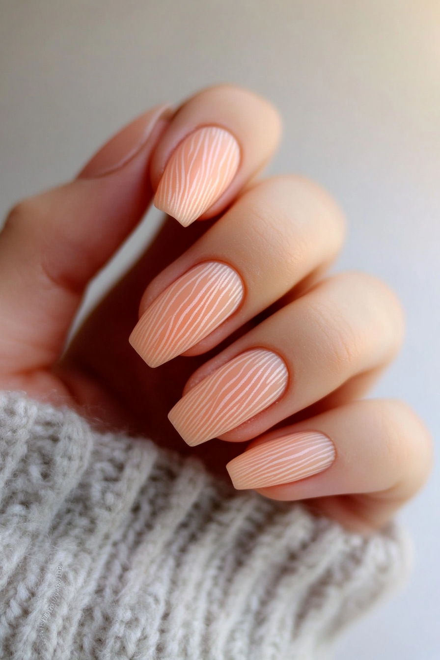 24. Peach with Dotted Lines (Peach Nail Design Ideas) - Peach Nail Design Ideas