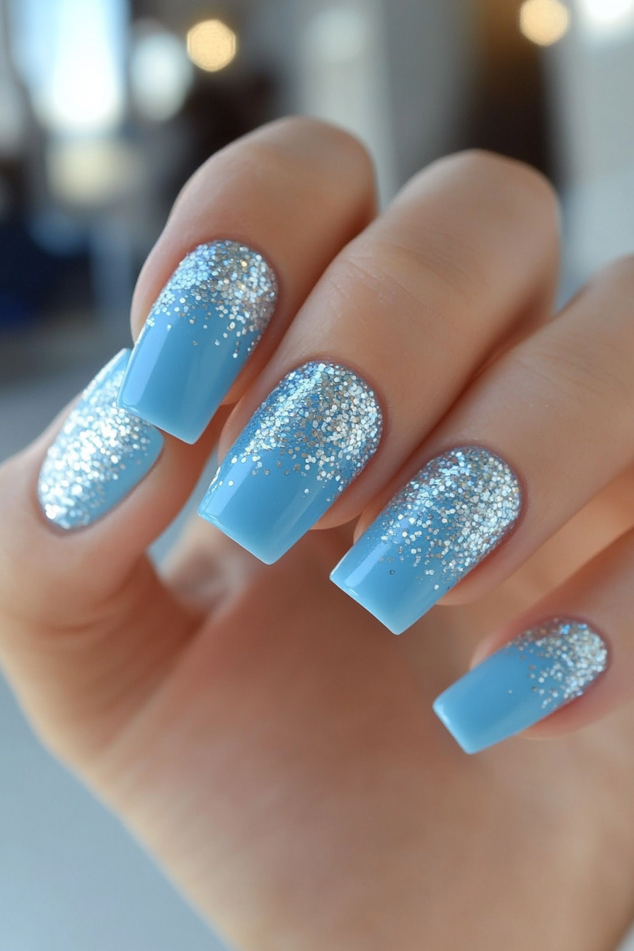 6. Baby Blue Sparkle (Pastel Nail Design Ideas) - Pastel Nail Design Ideas