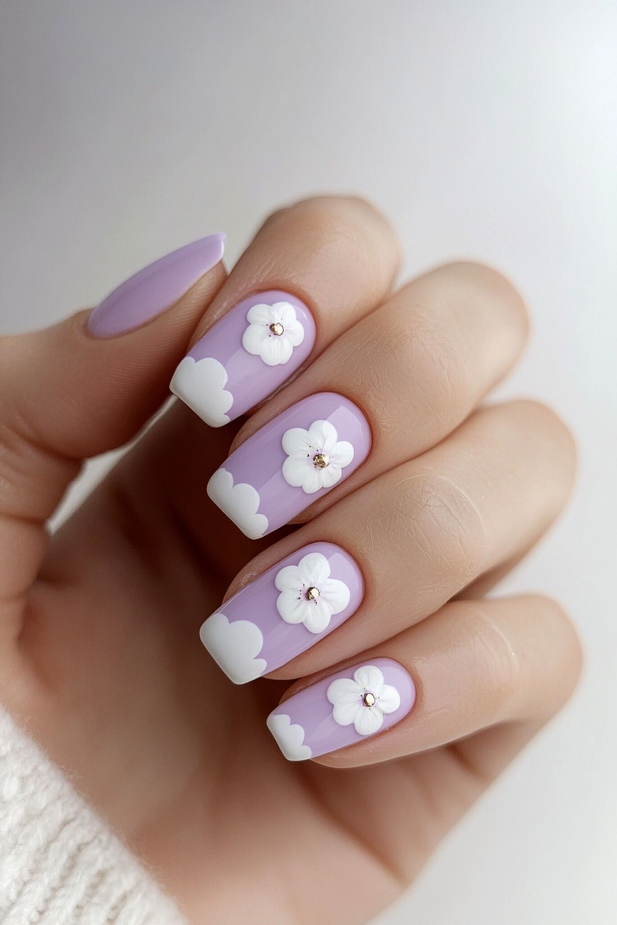 16. Lavender Clouds (Pastel Nail Design Ideas) - Pastel Nail Design Ideas
