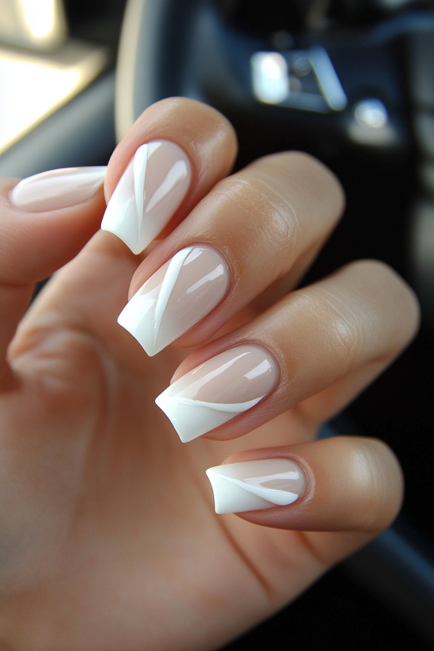 5. Light Beige French Tips (Short Coffin Nail Design Ideas) - Short Coffin Nail Design Ideas