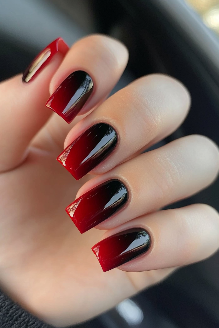 9. Deep Red Coffin Nails (Short Coffin Nail Design Ideas) - Short Coffin Nail Design Ideas