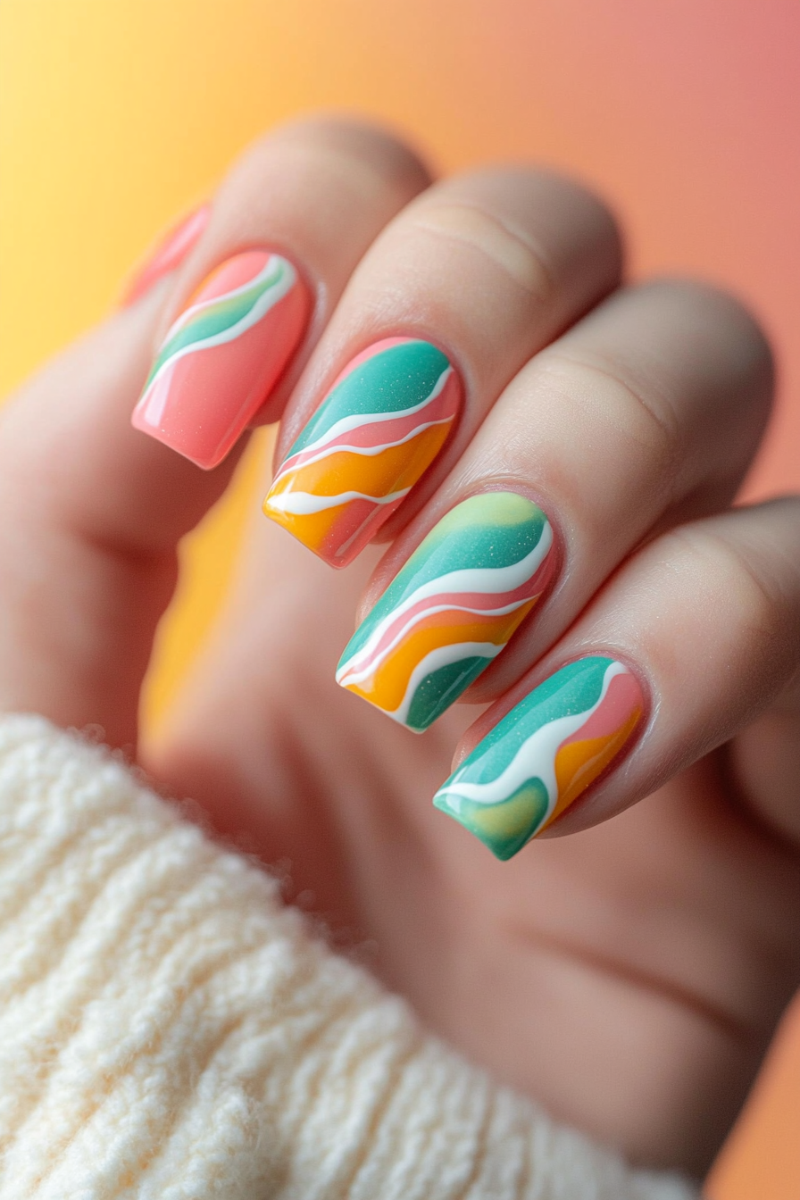 4. Tropical Swirls (Swirl Nail Design Ideas) - Swirl Nail Design Ideas