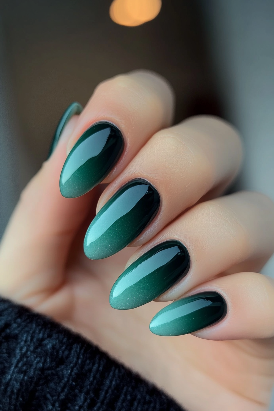 1. Teal Ombre Gradient (Teal Color Nail Design Ideas) - Teal Color Nail Design Ideas