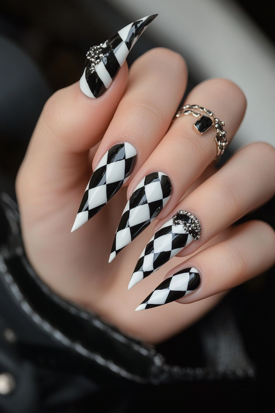 6. Checkerboard Nails (90S Nail Design Ideas) - 90S Nail Design Ideas