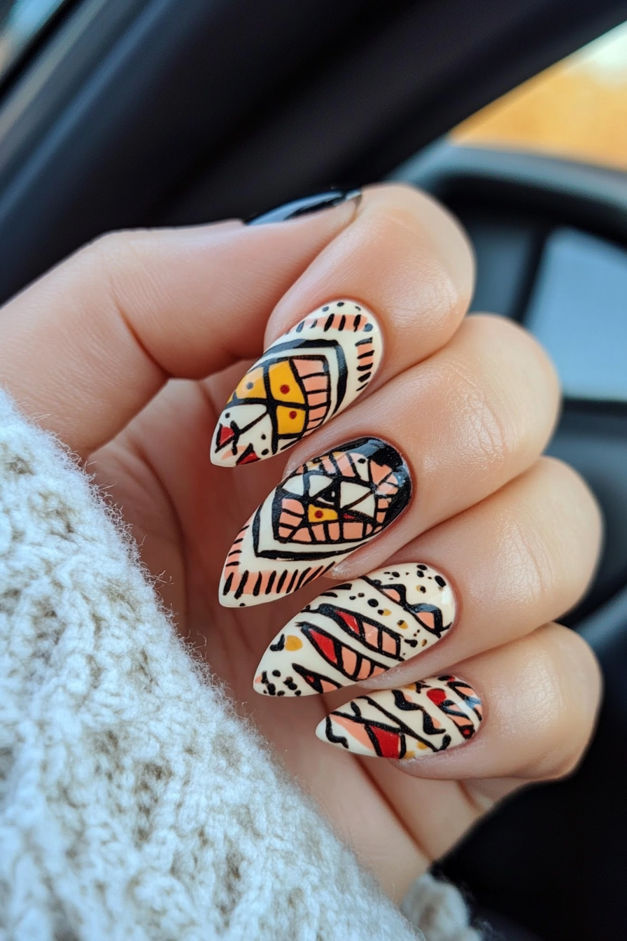 21. Tribal Patterns (90S Nail Design Ideas) - 90S Nail Design Ideas