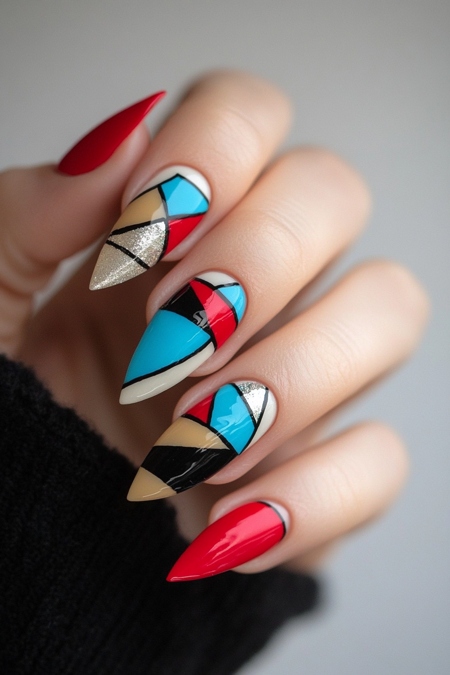 23. Geometric Accents (90S Nail Design Ideas) - 90S Nail Design Ideas