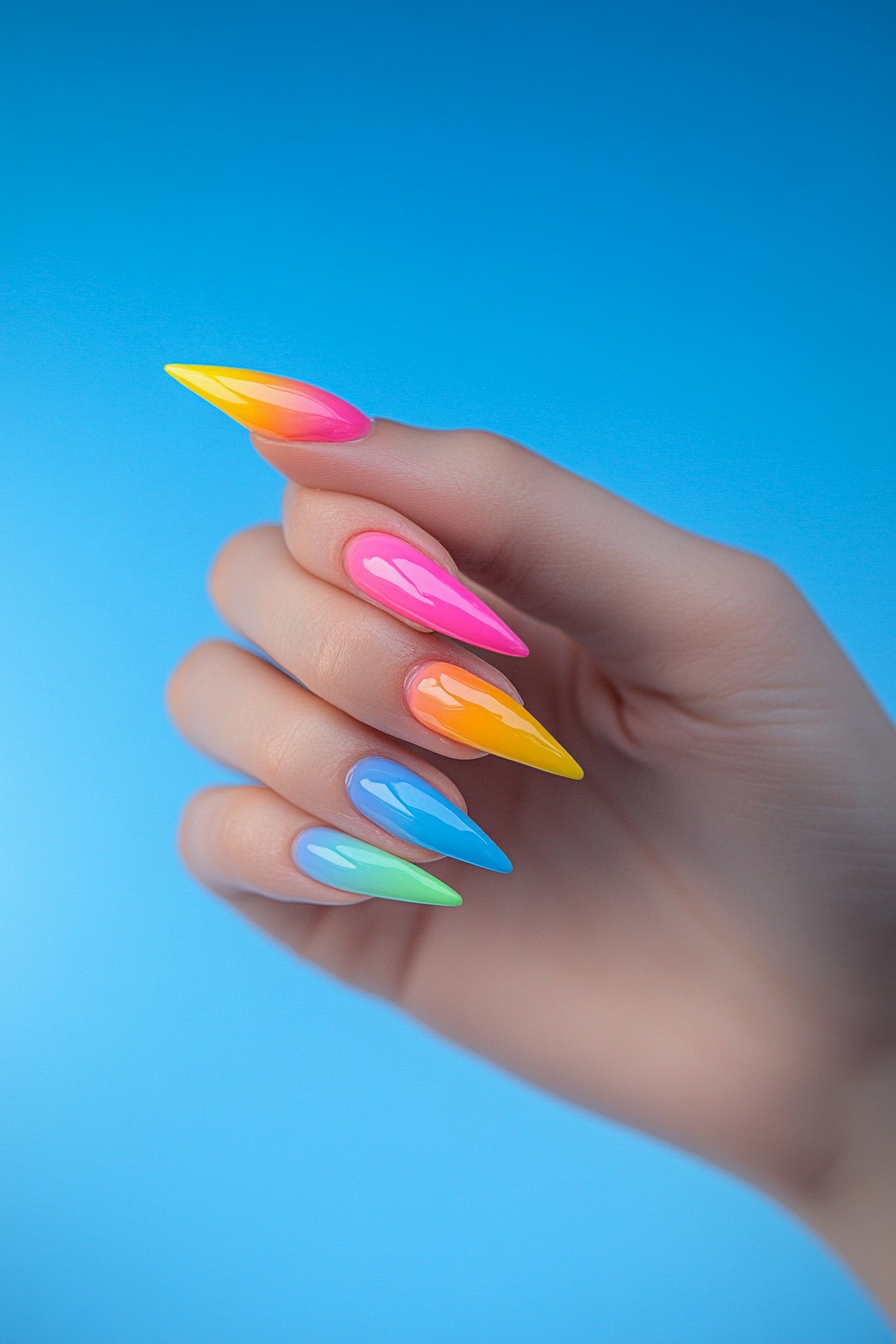 24. Rainbow Tips (90S Nail Design Ideas) - 90S Nail Design Ideas