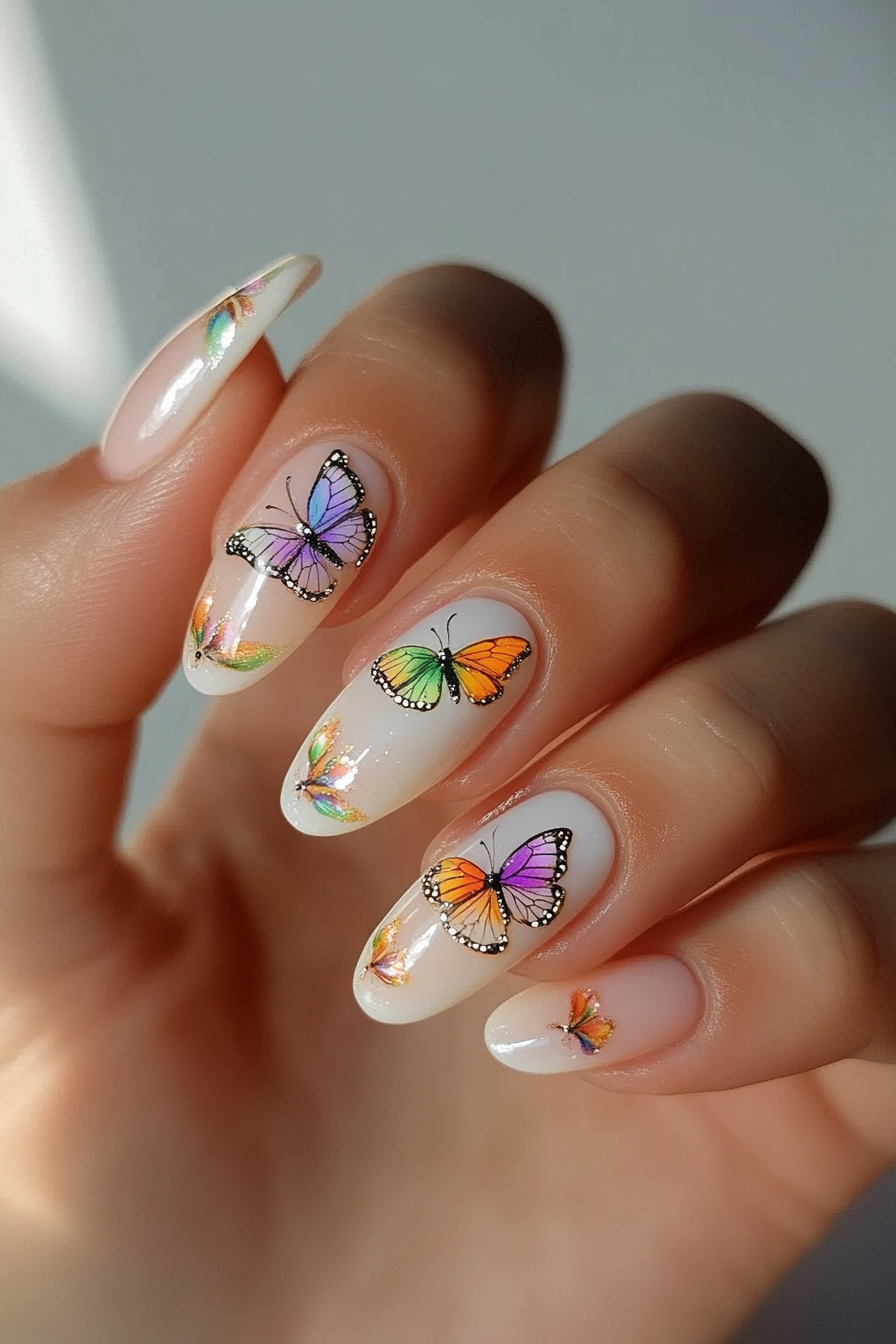 25. Butterfly French Tips (90S Nail Design Ideas) - 90S Nail Design Ideas
