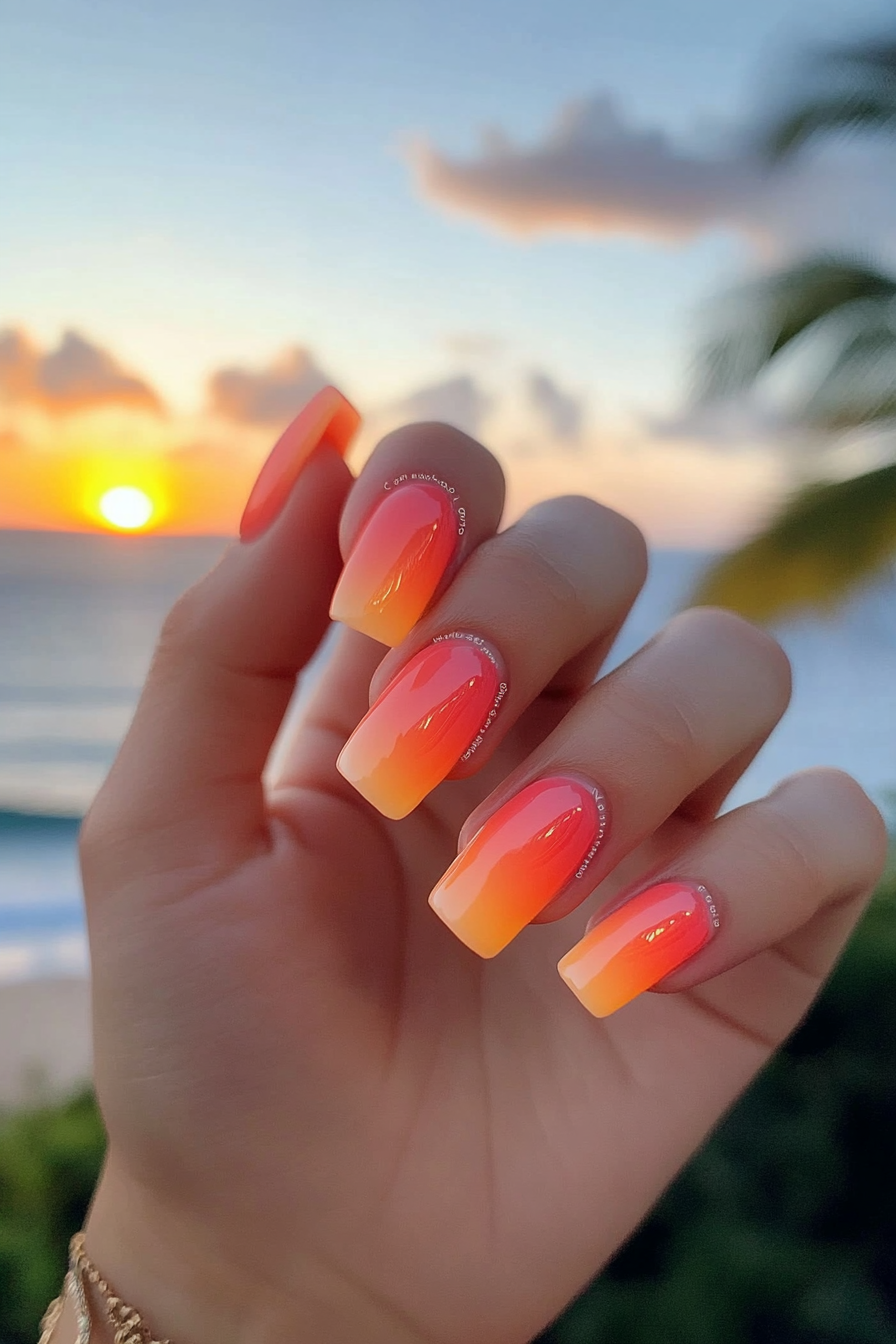 5. Coral Sunset (April Nail Design Ideas) - April Nail Design Ideas
