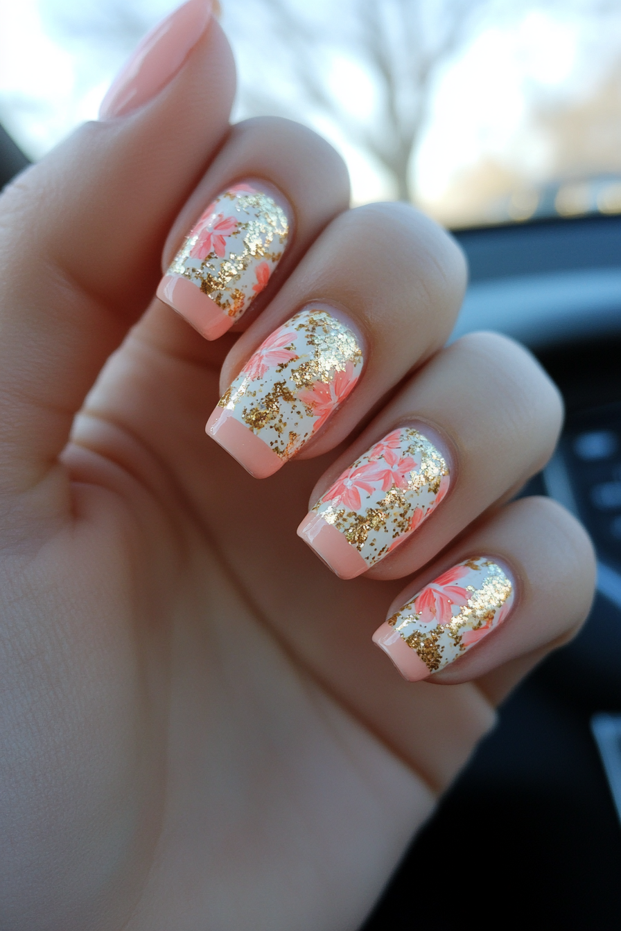 6. Blush & Gold Elegance (April Nail Design Ideas) - April Nail Design Ideas