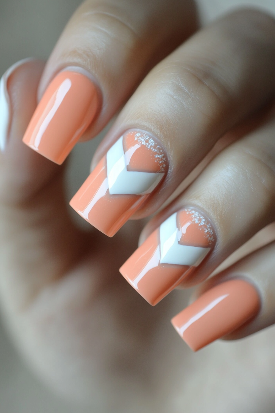 13. Peachy Chevron (April Nail Design Ideas) - April Nail Design Ideas