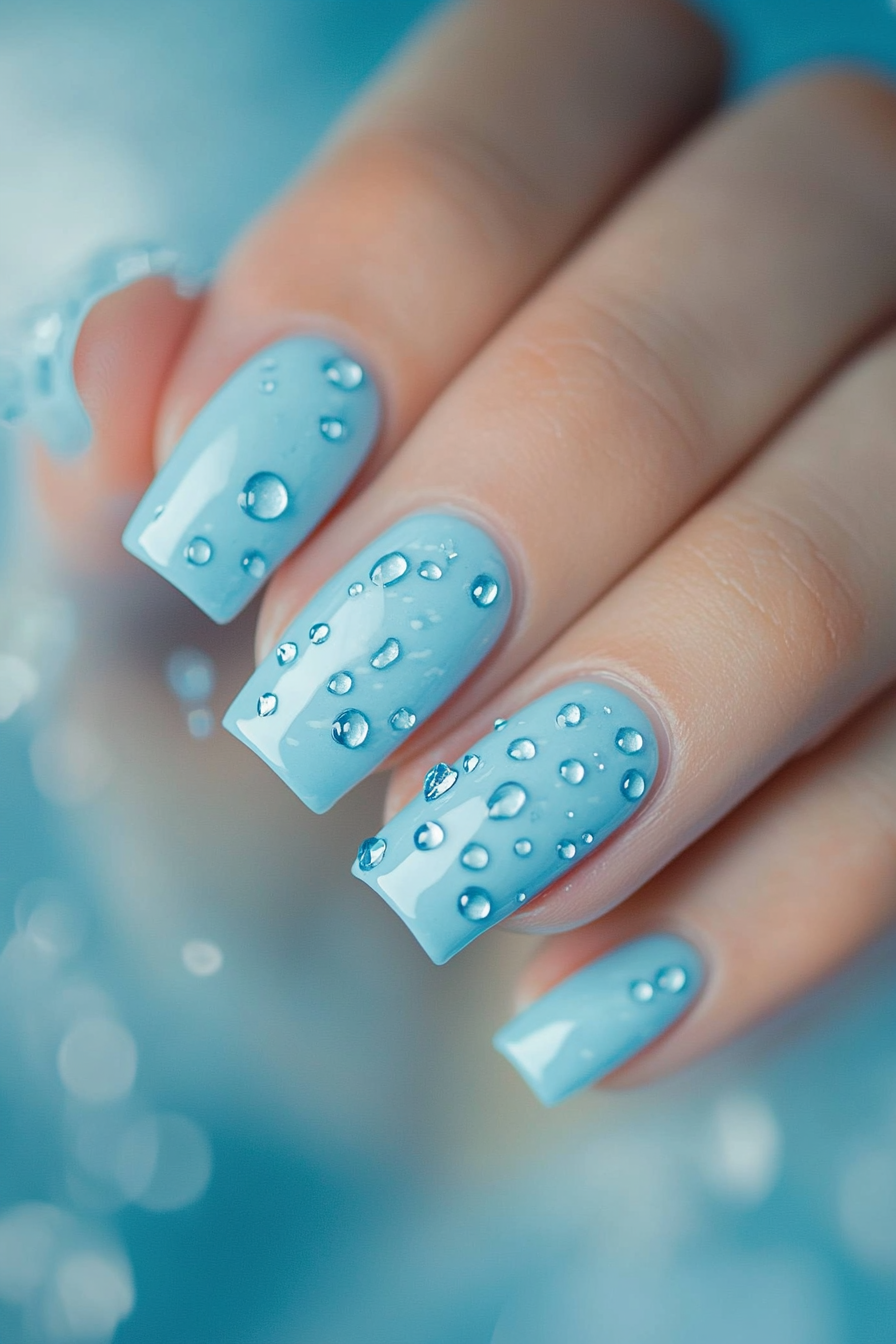 14. Spring Rain Drops (April Nail Design Ideas) - April Nail Design Ideas
