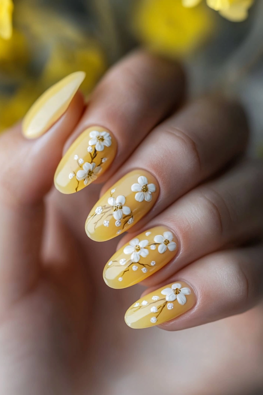 22. Buttercup Bloom (April Nail Design Ideas) - April Nail Design Ideas
