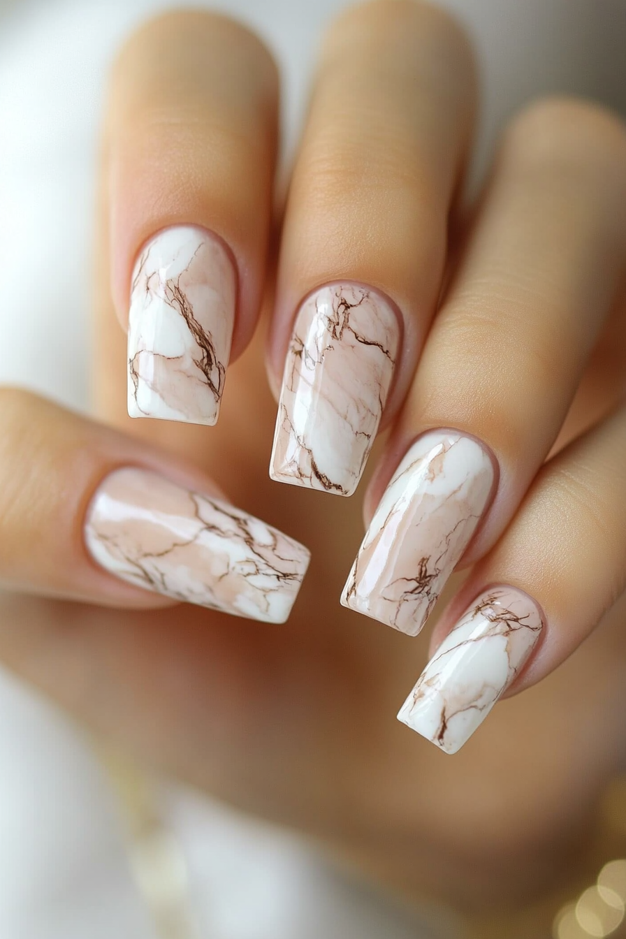 27. Blush Marble (April Nail Design Ideas) - April Nail Design Ideas