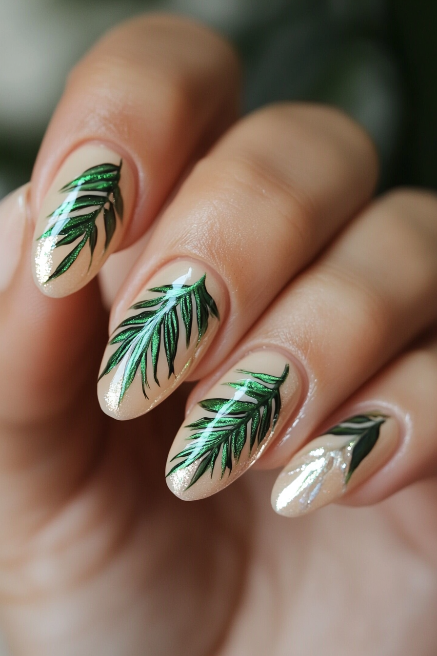 7. Palm Paradise (August Nail Design Ideas) - August Nail Design Ideas
