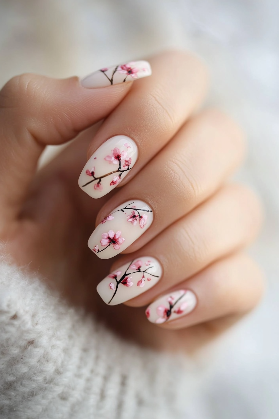 8. Cherry Blossom Bliss (August Nail Design Ideas) - August Nail Design Ideas