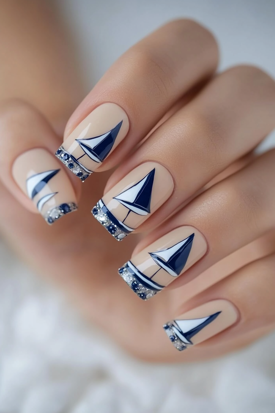 15. Sailboat Serenity (August Nail Design Ideas) - August Nail Design Ideas