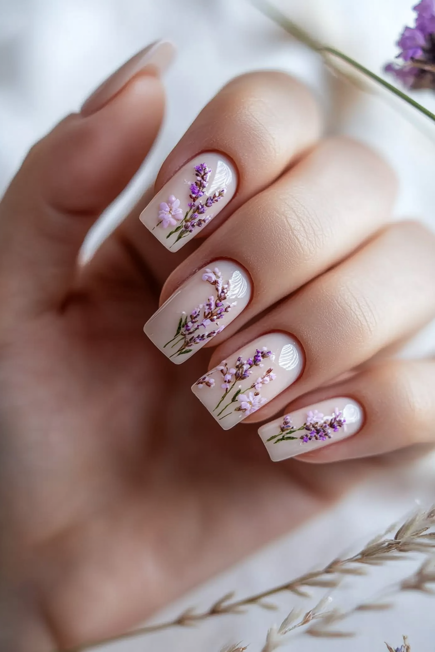 20. Lavender Fields (August Nail Design Ideas) - August Nail Design Ideas