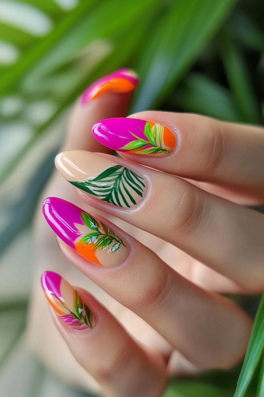 22. Tropical Punch (August Nail Design Ideas) - August Nail Design Ideas