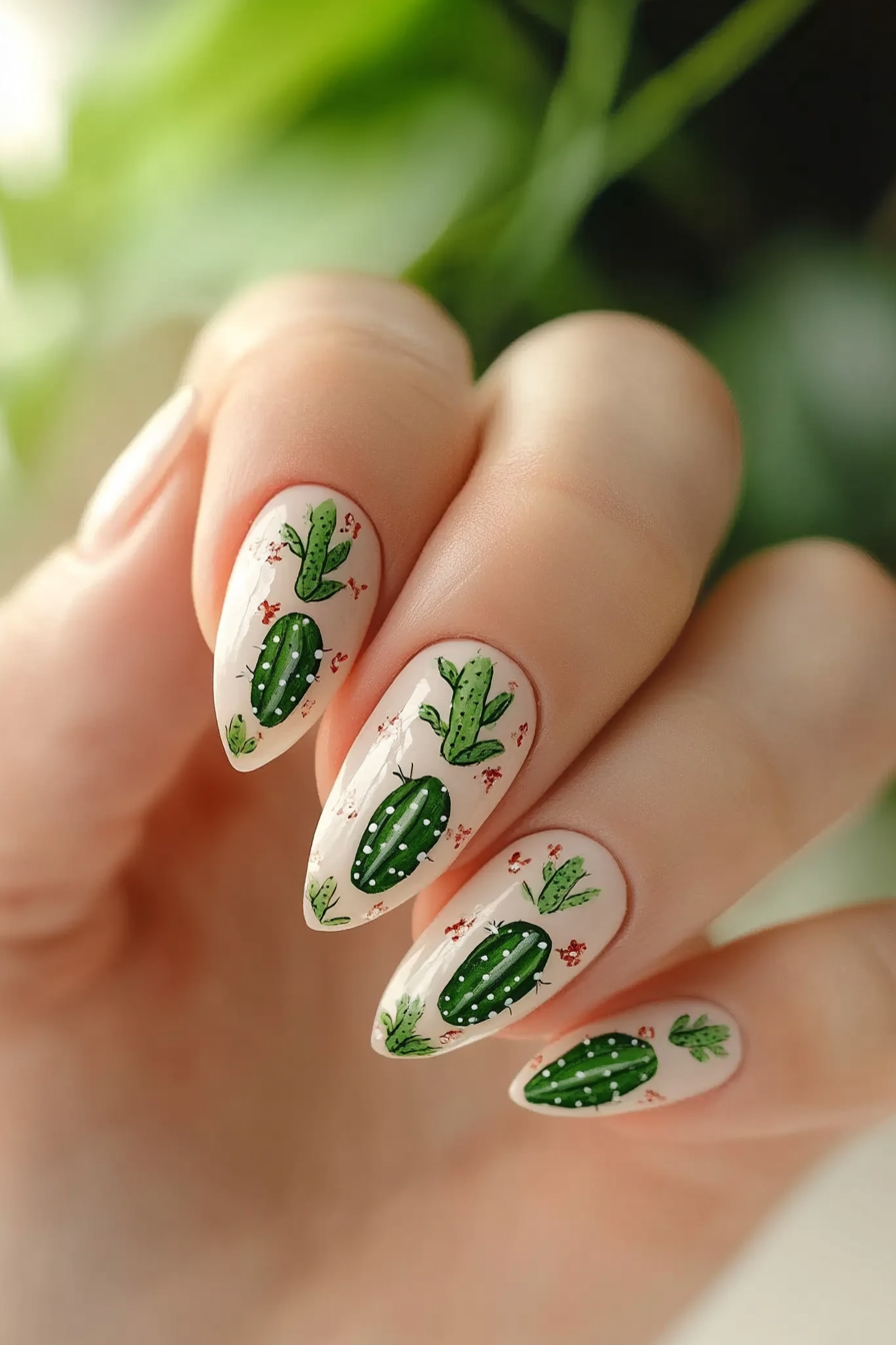 23. Cactus Cool (August Nail Design Ideas) - August Nail Design Ideas