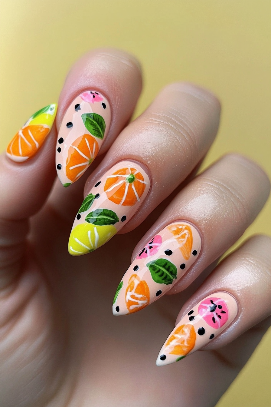 27. Tropical Fruit Salad (August Nail Design Ideas) - August Nail Design Ideas