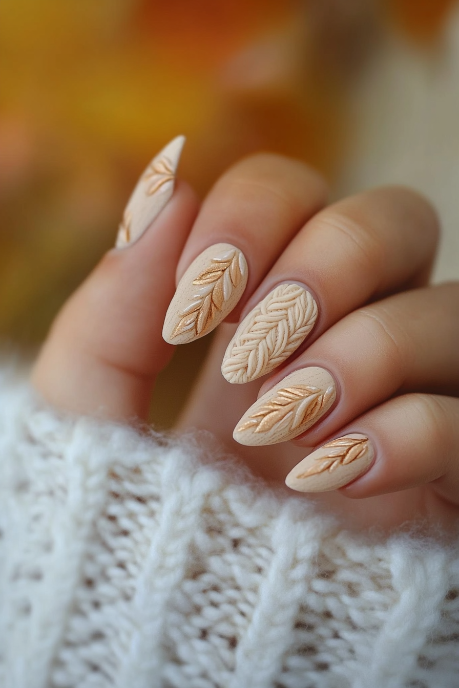 1. Cozy Autumn Sweater (Autumn Nail Design Ideas) - Autumn Nail Design Ideas