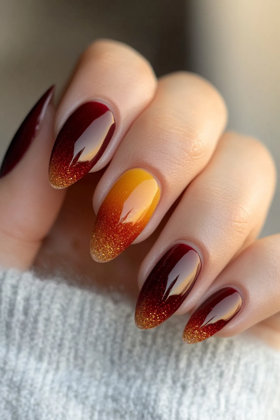 3. Autumn Ombre Gradient (Autumn Nail Design Ideas) - Autumn Nail Design Ideas