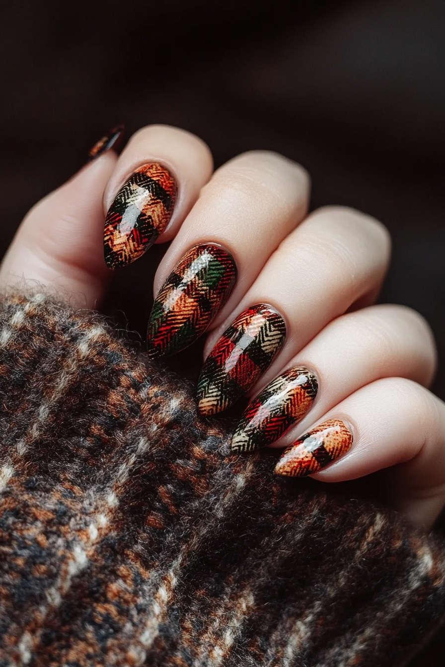 6. Autumn Plaid (Autumn Nail Design Ideas) - Autumn Nail Design Ideas