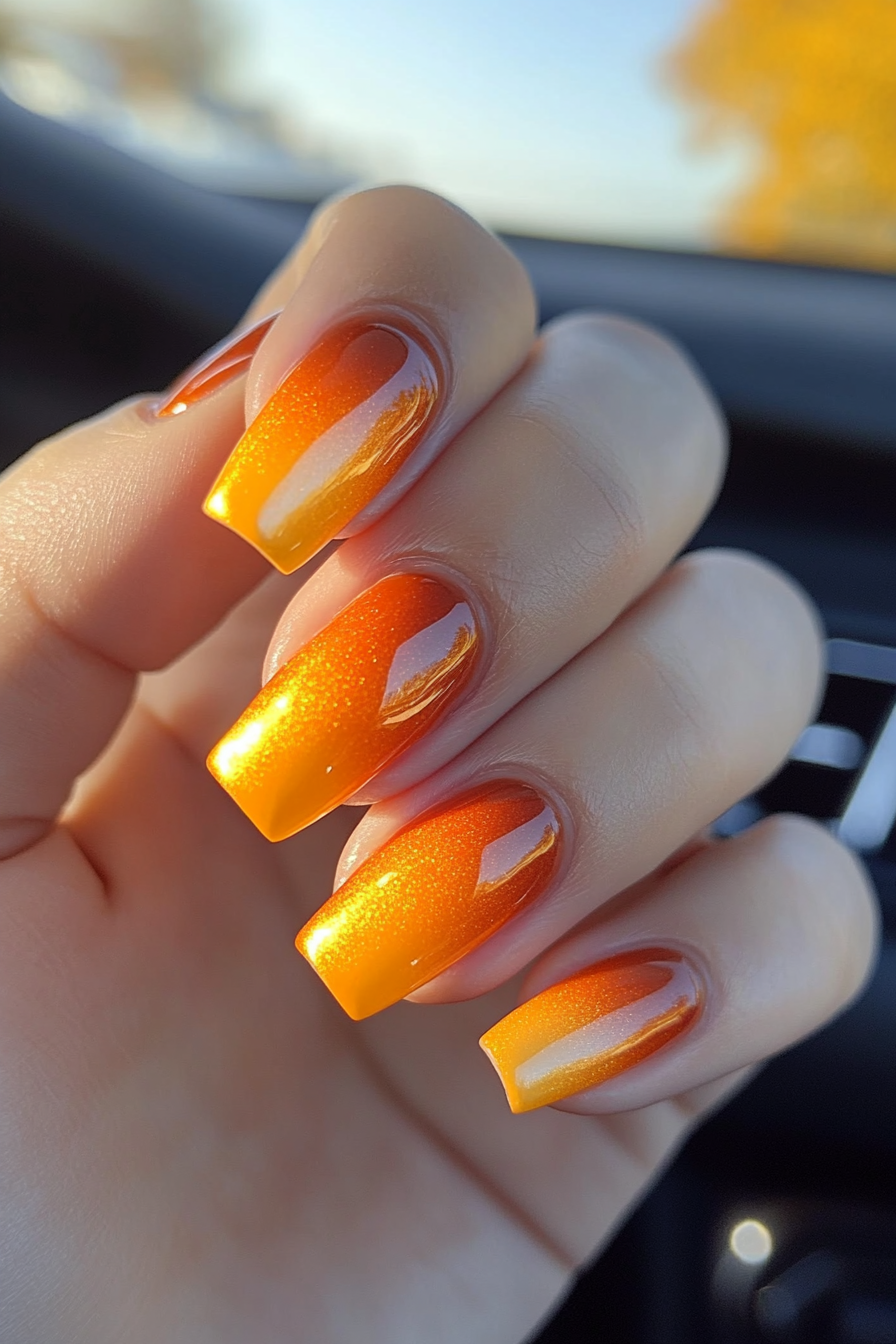 9. Autumn Sunset Glow (Autumn Nail Design Ideas) - Autumn Nail Design Ideas