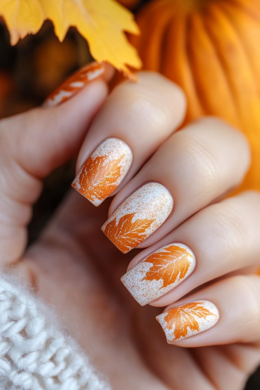 15. Frosted Pumpkin (Autumn Nail Design Ideas) - Autumn Nail Design Ideas