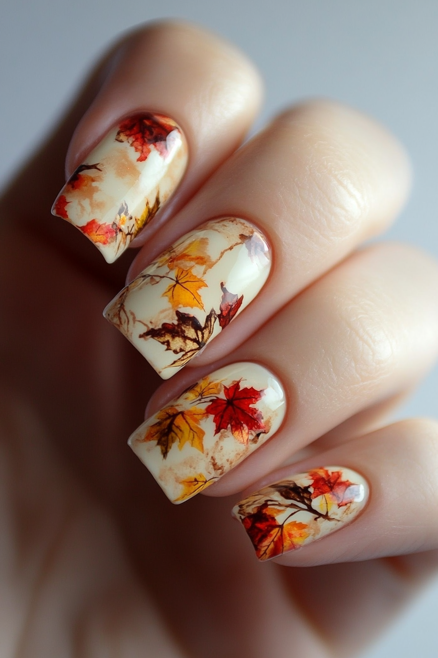 17. Autumn Glow Marble (Autumn Nail Design Ideas) - Autumn Nail Design Ideas