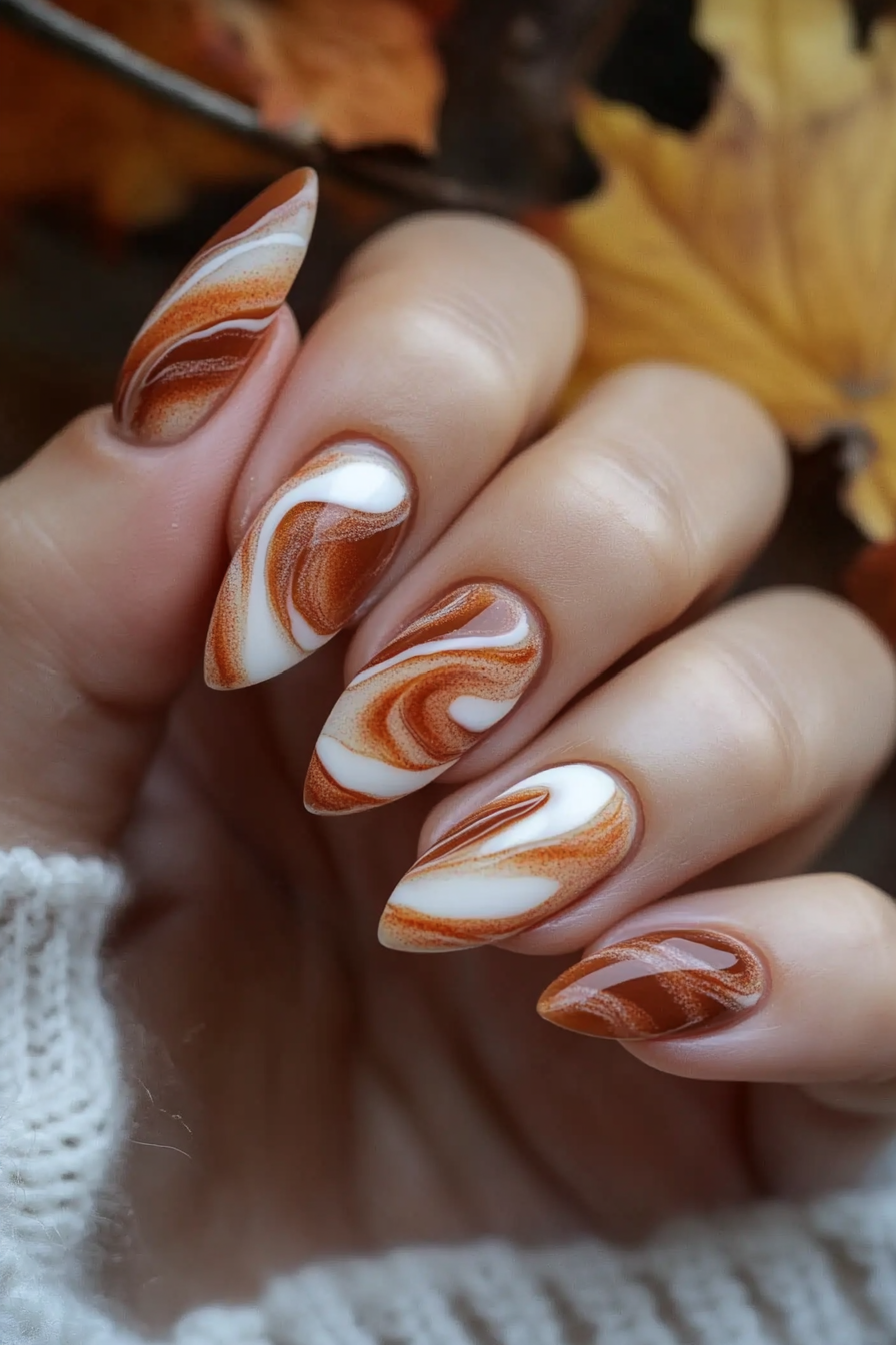 21. Cinnamon Swirl (Autumn Nail Design Ideas) - Autumn Nail Design Ideas