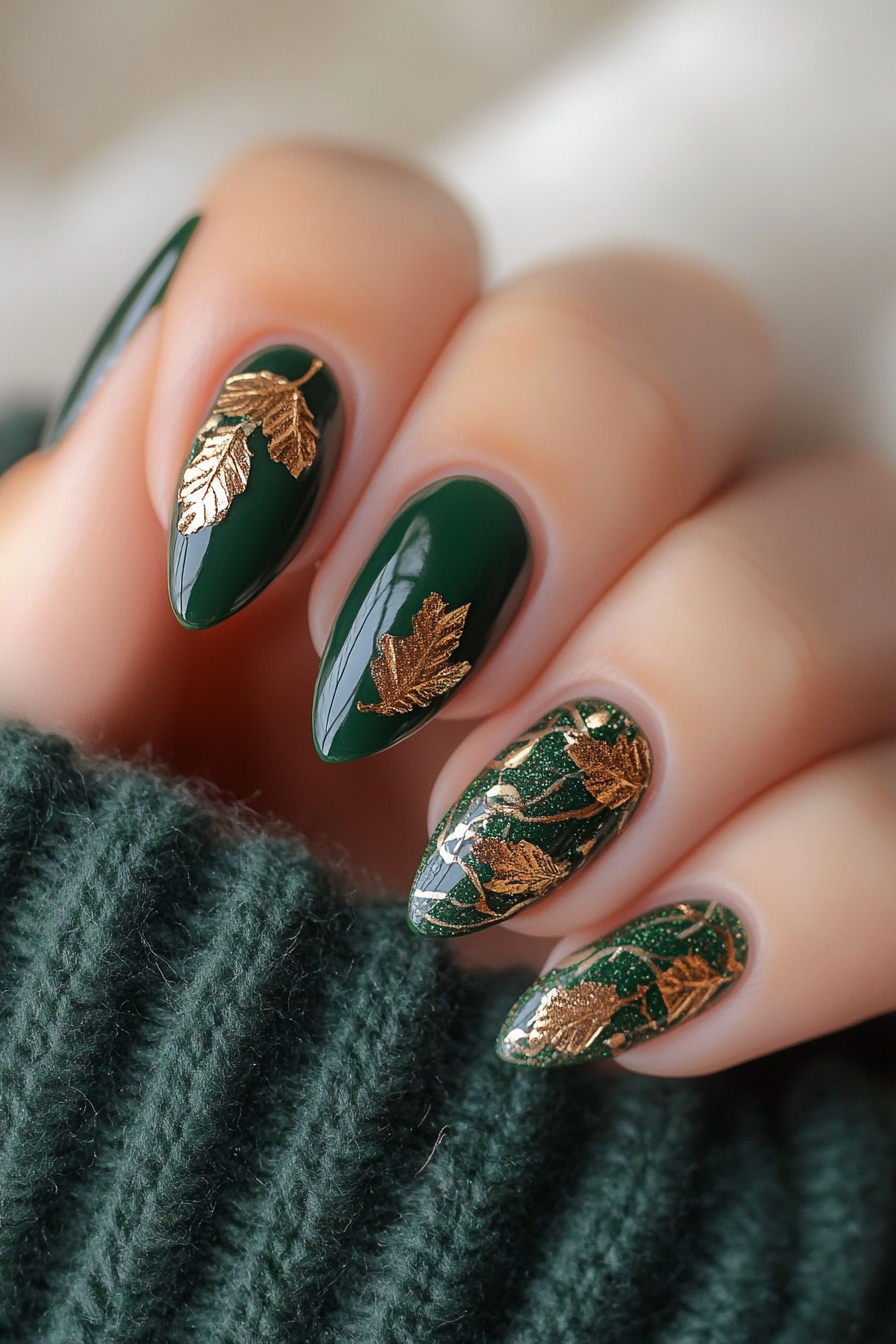 23. Leafy Embers (Autumn Nail Design Ideas) - Autumn Nail Design Ideas
