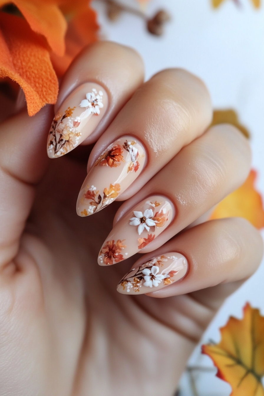 24. Autumn Petals (Autumn Nail Design Ideas) - Autumn Nail Design Ideas