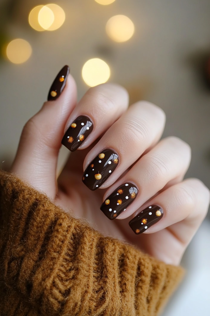 26. Acorn Brown Wonder (Autumn Nail Design Ideas) - Autumn Nail Design Ideas
