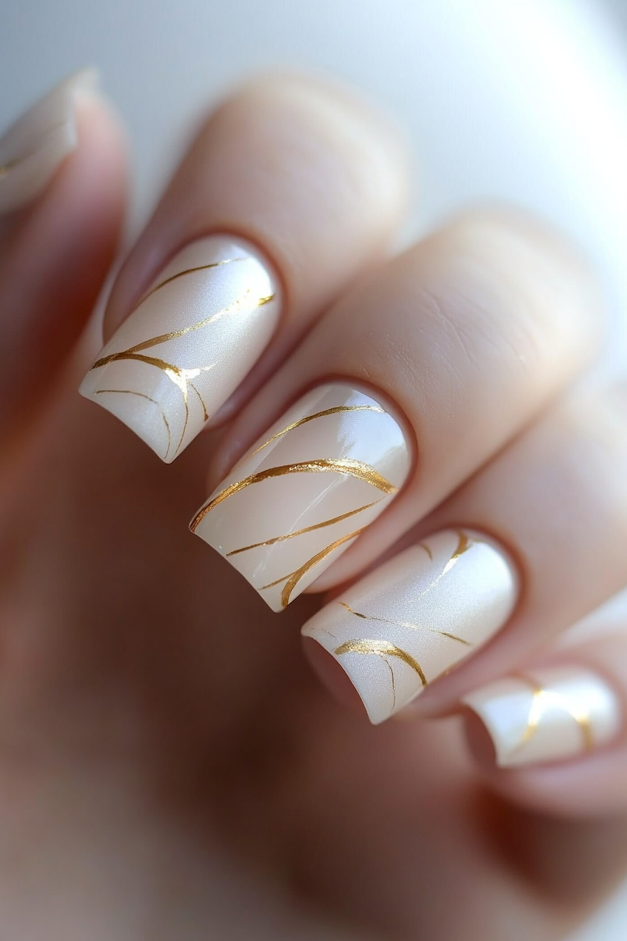 12. Soft Gold Lines (Awesome Nail Design Ideas) - Awesome Nail Design Ideas