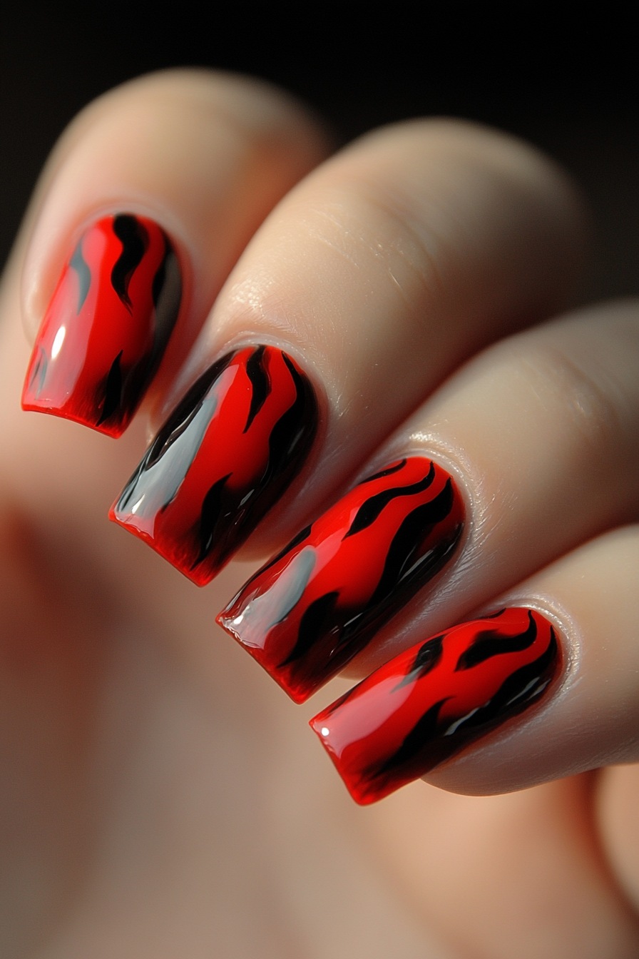 19. Fiery Red Flames (Awesome Nail Design Ideas) - Awesome Nail Design Ideas
