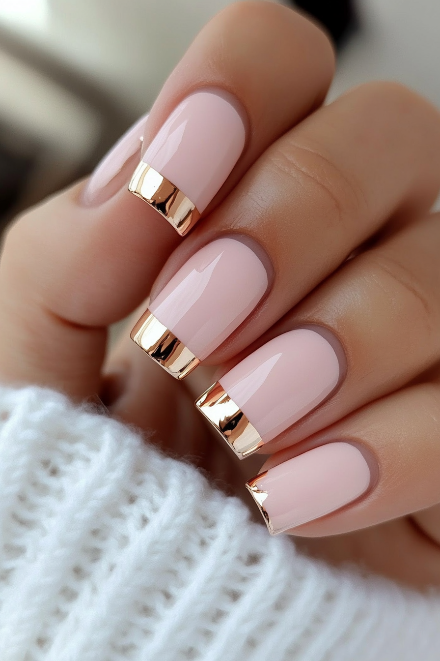 20. Rose Gold Touch (Awesome Nail Design Ideas) - Awesome Nail Design Ideas