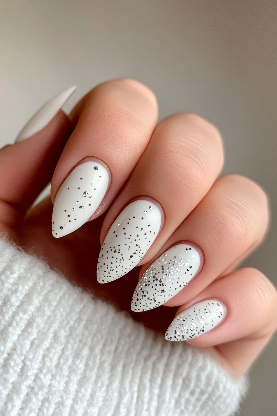 22. Crisp White & Silver Dots (Awesome Nail Design Ideas) - Awesome Nail Design Ideas