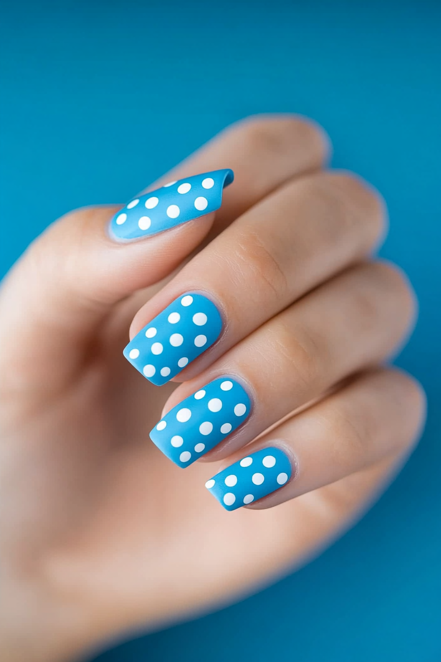 3. Polka Dot Perfection (Blue And White Nail Design Ideas) - Blue And White Nail Design Ideas