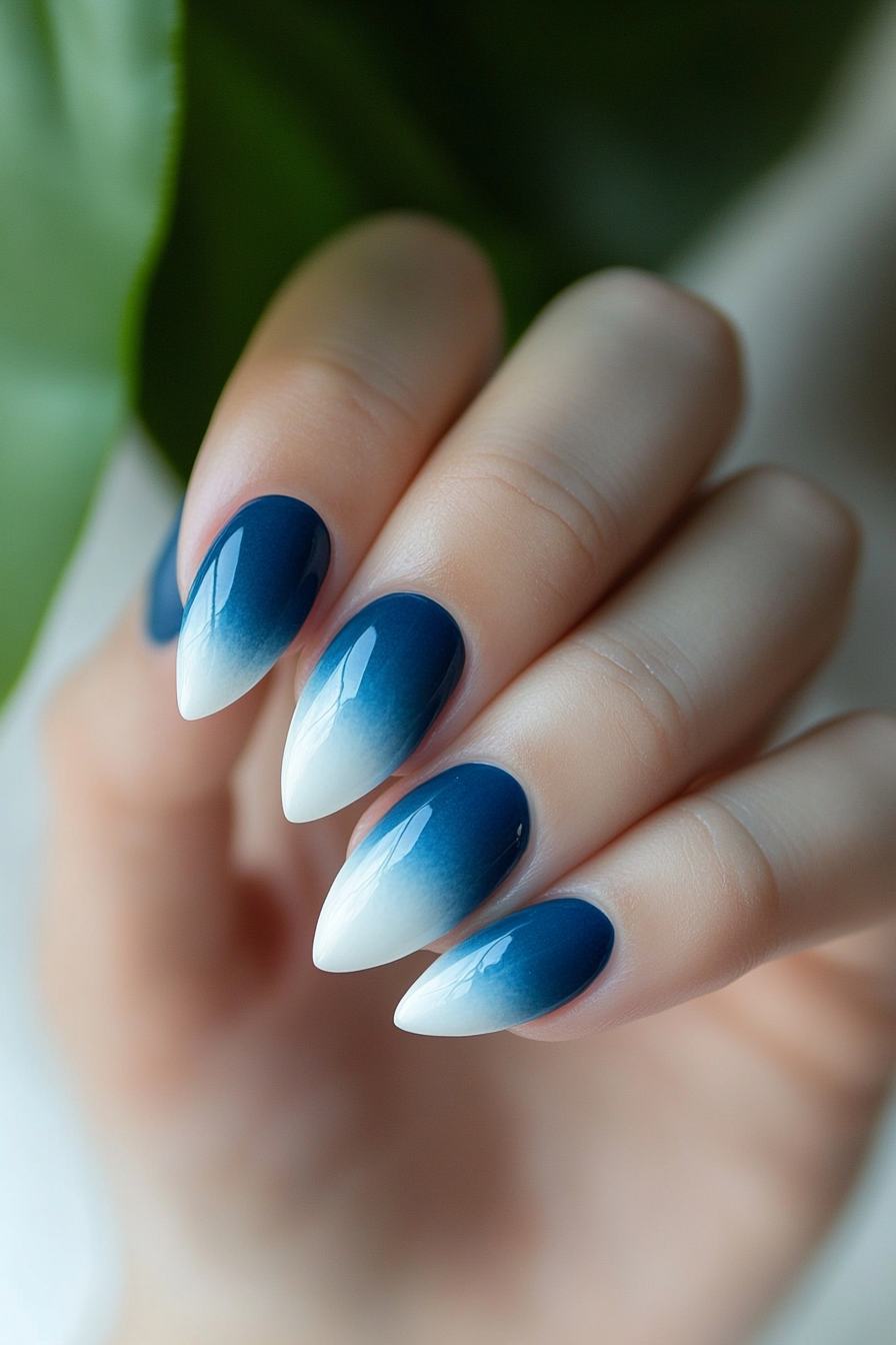 8. Blue Gradient Fade (Blue And White Nail Design Ideas) - Blue And White Nail Design Ideas