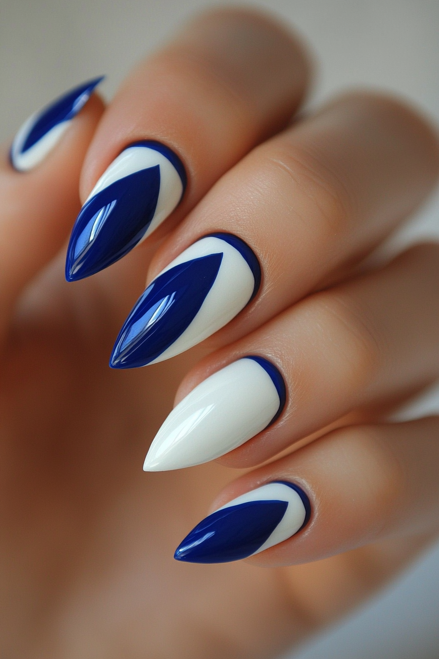 10. Classic French Twist (Blue And White Nail Design Ideas) - Blue And White Nail Design Ideas